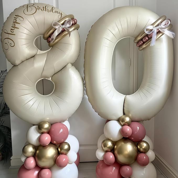 Cream 12 Balloon Number 40 Inch Cream Number 12 Balloon Helium Mylar Balloons - Image 7