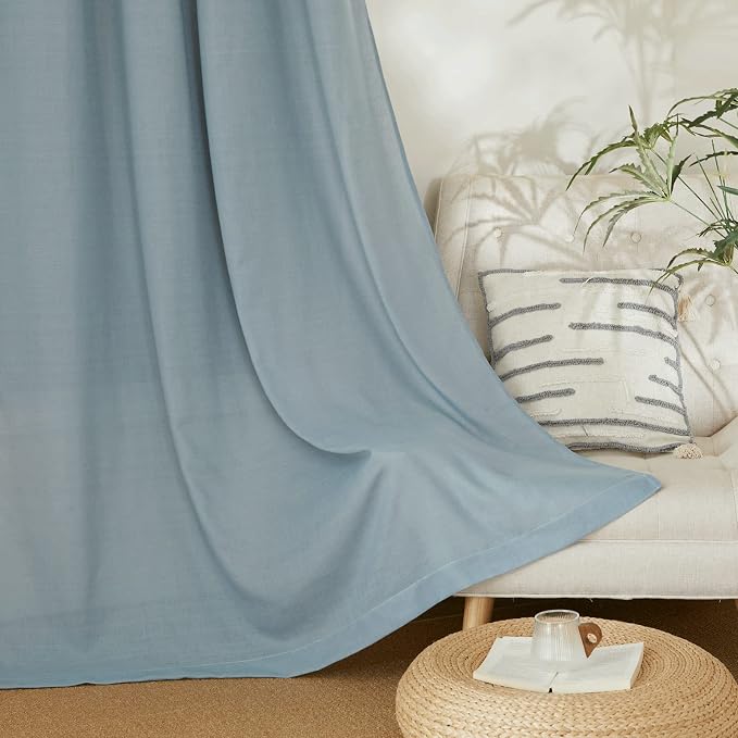 NICETOWN Stone Blue Linen Kitchen Window Curtains Over Sink, Grommet Thick - Image 4