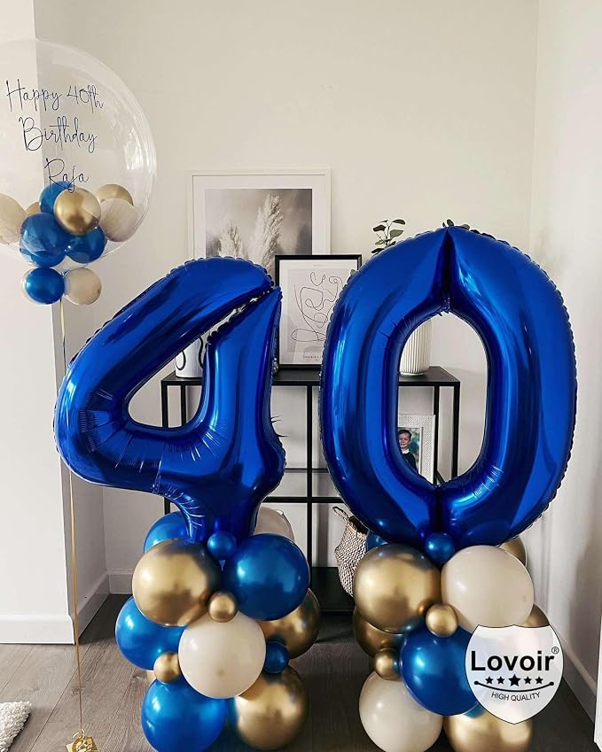 Navy Blue 60 Number Balloons, 40 Inch Giant Number 60 Balloons Foil Mylar - Image 7