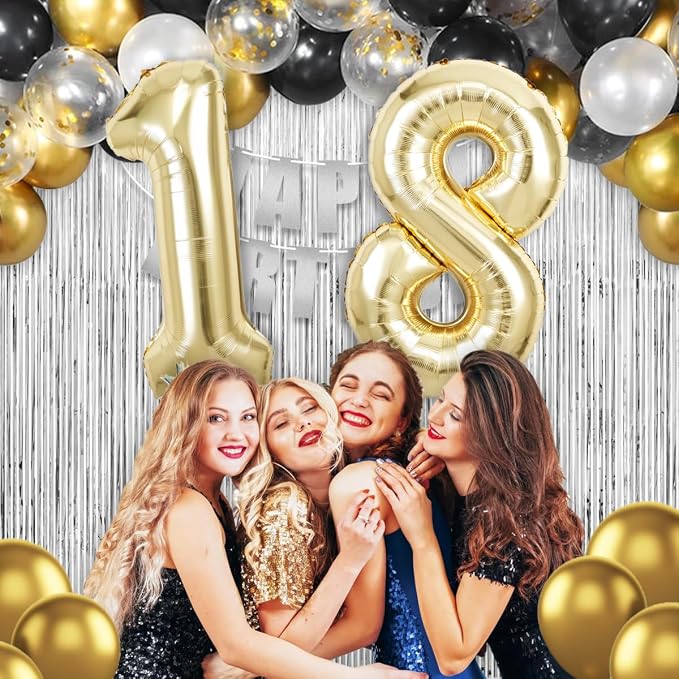 40 Inch Gold 81 18 Balloon Numbers, Foil Mylar Helium Jumbo Number 18 Balloons - Image 6