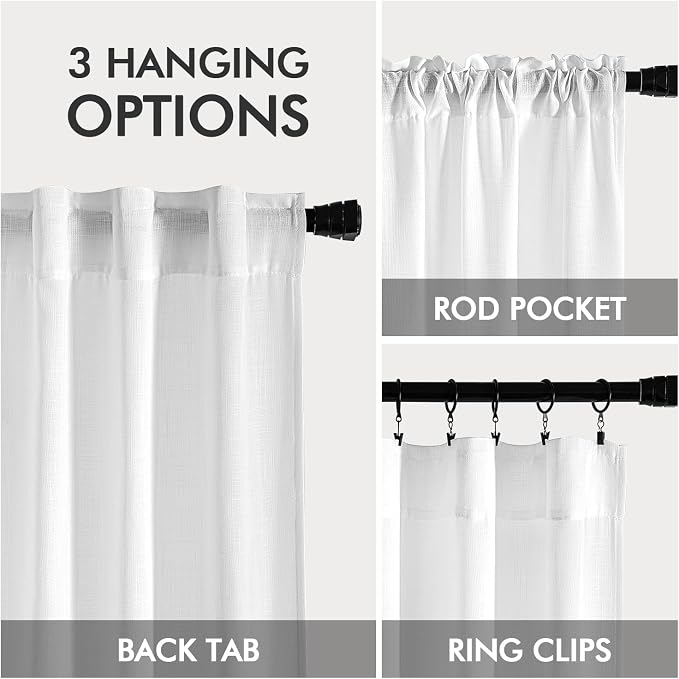 MIULEE White Linen Curtains 80 Inch Length 2 Panels - Image 3