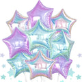 Iridescent Star Balloons, 18 Inch Transparent Gradient Blue Purple Foil Balloons by BIAPIAN