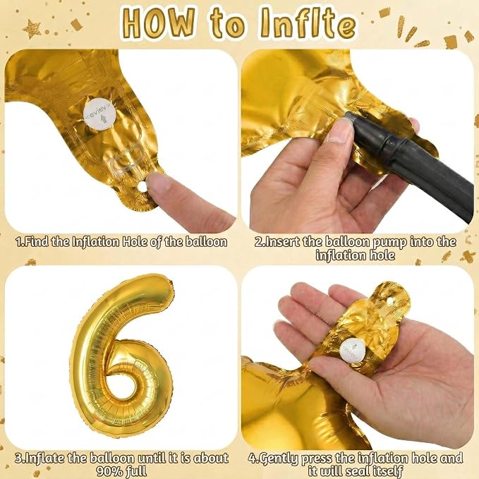 Gold Number 16 Balloon 40 Inch, Shiny Foil Decor - Image 5