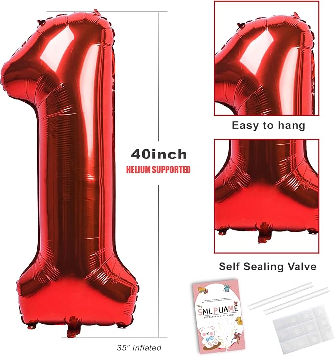 40 inch Number Balloon 0-9 Red Large Number 7 Balloons, Digital Balloons - Image 6