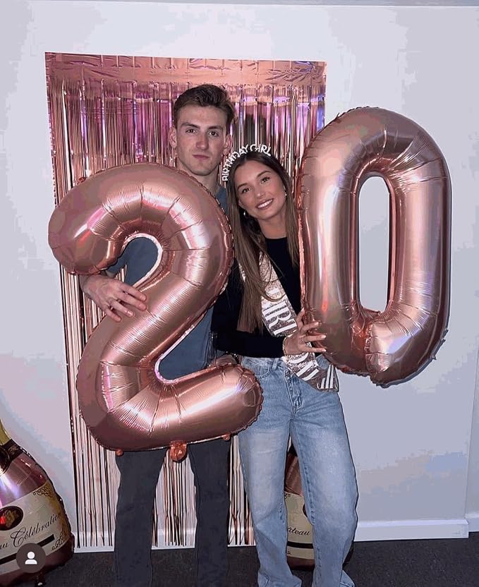 0 Balloon - Rose Gold Birthday Number Balloons, 40 Inch Party Decorations | - Image 4