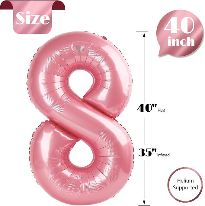 Pastel Pink Number 8 Balloon 40 Inch - Image 5