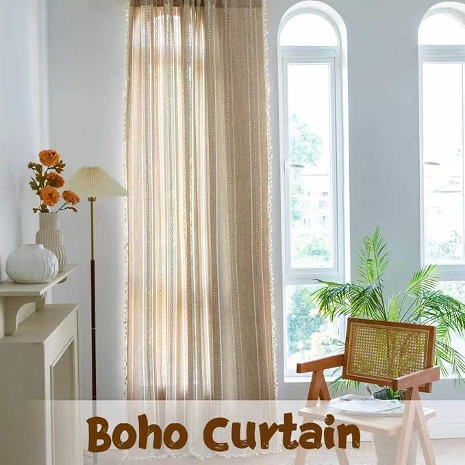 Sutuo Home Boho Curtains for Bedroom Living Room 63 Inch Length, Light - Image 7