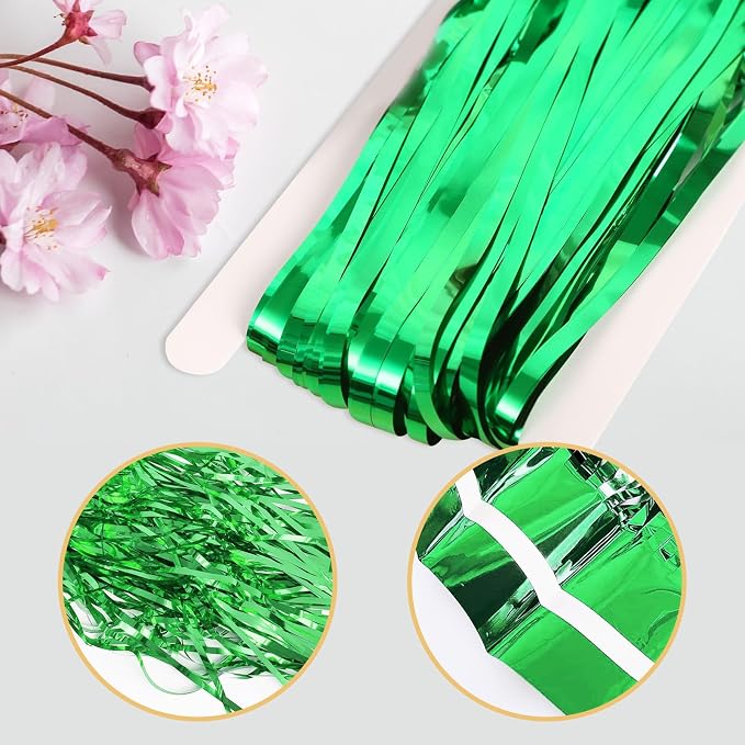 20 Pack Green Metallic Tinsel Foil Fringe Curtains - Image 4
