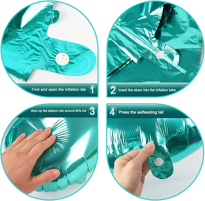 Teal Blue Number 6 Balloon 40 inch, Balloon numbers party supplies, deco photo - Image 2