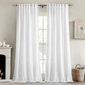 MIULEE White Linen Curtains 80 Inch Length 2 Panels by MIULEE