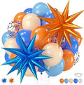 Blue and Orange Balloons, 12 Inch Orange Light Blue Nude Dark Blue Confetti by Saxuxu