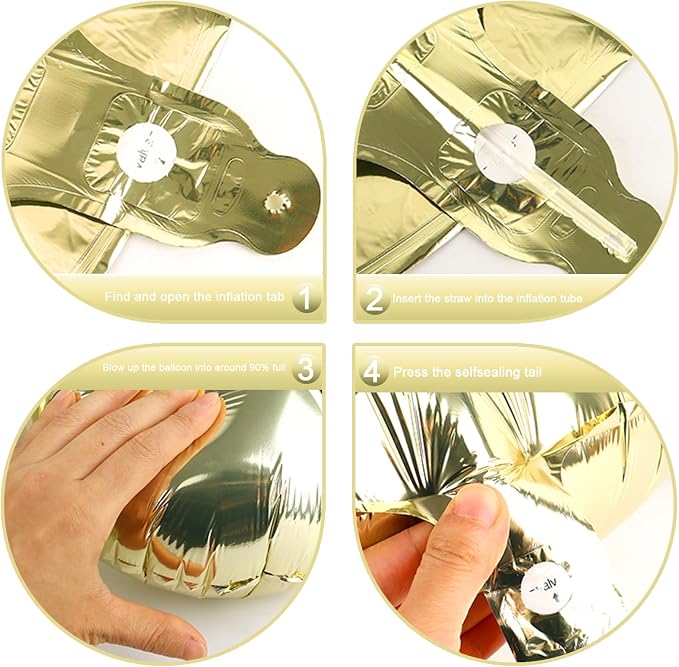 Light Gold Number 1 Balloon 40 inch, Balloon numbers party supplies, deco photo - Image 2