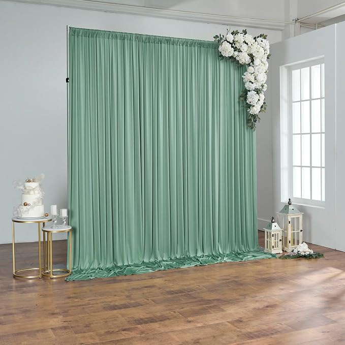 10 ft x 10 ft Sage Green Backdrop Curtains - Image 6