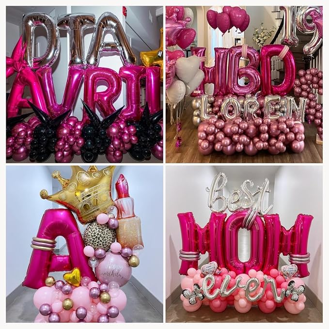Hot Pink Letter O Balloons, O Letter Balloon 40 Inch Foil O Balloon | Hot Pink - Image 7