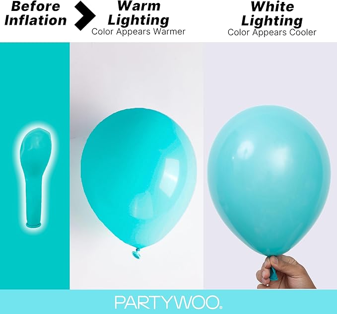 PartyWoo Teal Balloons 127pcs Turquoise Dark Teal Color 5 Inch | Balloons - Image 3