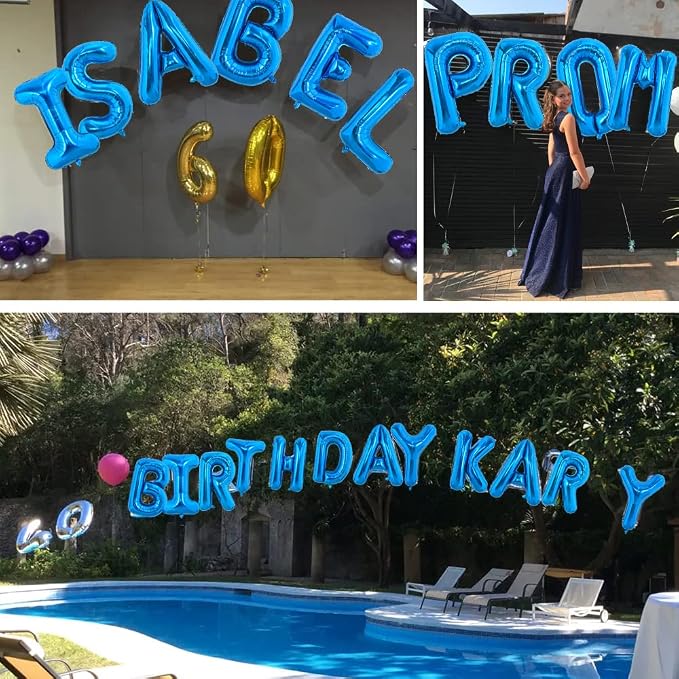 TONIFUL 40 Inch Large Blue Letter S Foil Balloons Alphabet Balloons | Giant - Image 4
