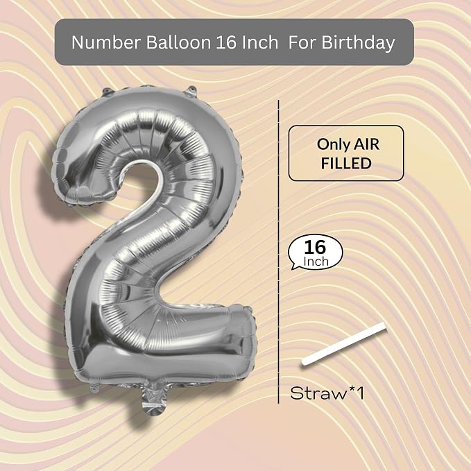 Red Number Balloon 2 Mylar Foil Balloons 16 inch - Image 8