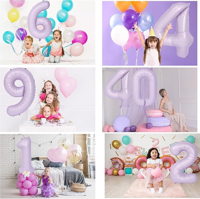 40 Inch Purple Number Balloons Light Purple 4 Balloon Matte Purple Birthday - Image 6