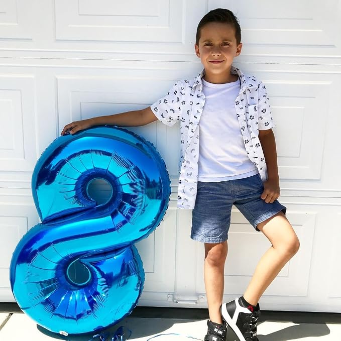 5 Balloon Numbers Birthday Decorations, 40In Dark Blue Balloons - Image 3