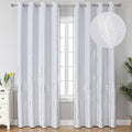Greyish White 108 Inches Long Silver Palm Window Curtain Panels Room Darkening by ESTELARTEXTILER
