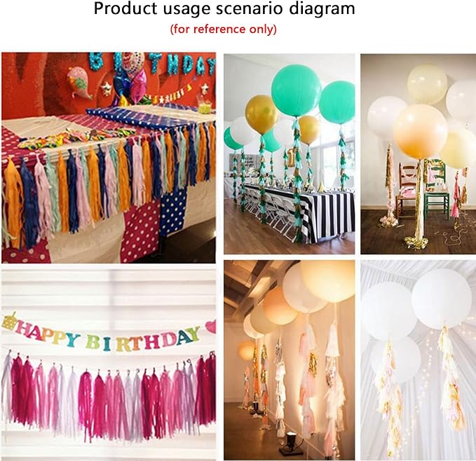 Black Pink and Green Tissue Paper Tassels Party Tassel Garland Banner - Image 5
