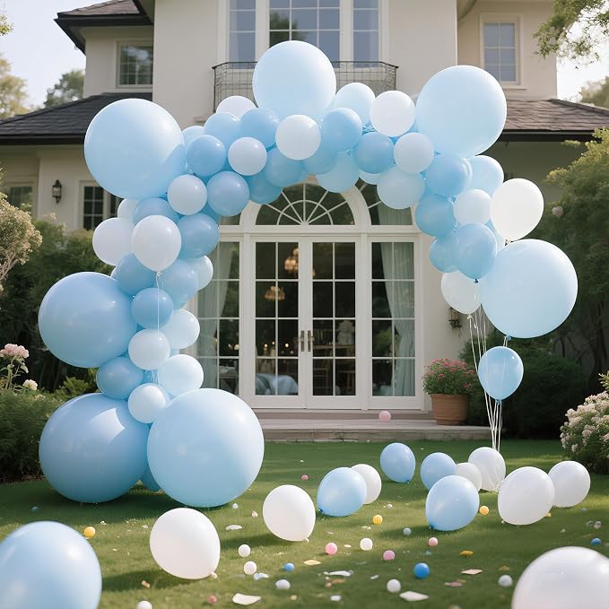 Pastel Blue Latex Party Balloons 100 Pack 12 inch Round Light Blue Balloons - Image 4