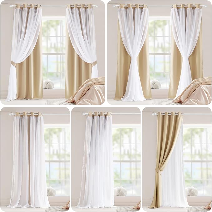 PONY DANCE Sheer Window Curtains, 52 by 95 in, Biscotti Beige, 2 Pieces | Mix & - Image 7