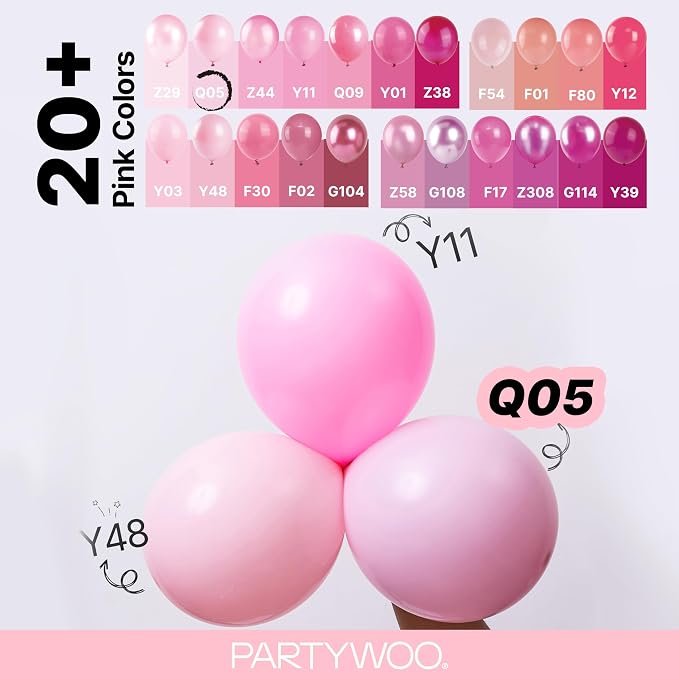 PartyWoo Baby Pink Balloons 92 pcs Different Sizes of 18 12 10 5 Inch Pastel - Image 4