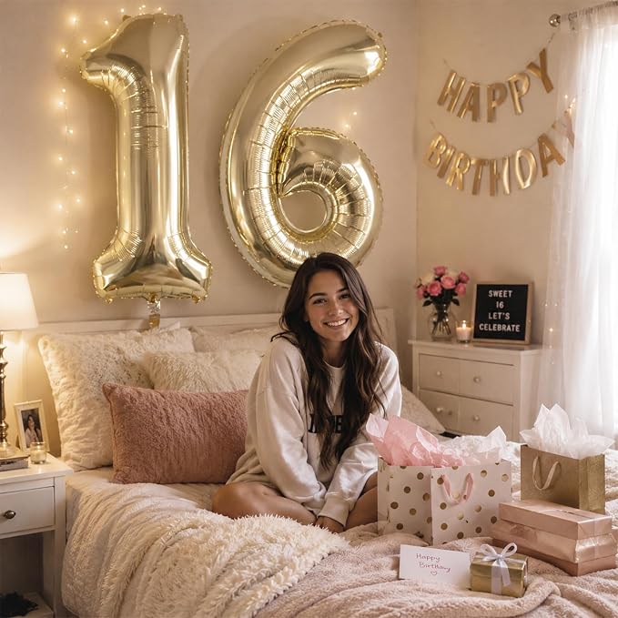 Champagne Gold 1 Balloons, 40 Inch Light Gold Helium Foil Number 1 Balloon Girls - Image 6