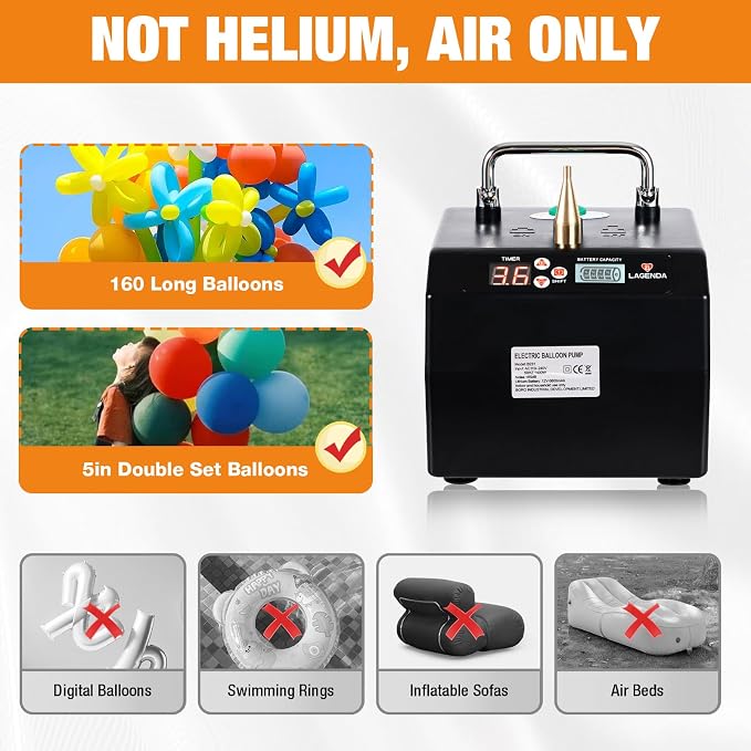 Electric Balloon Pump – 6600mAh Rechargeable – Manual & Semi-Auto Modes – 120W - Image 7