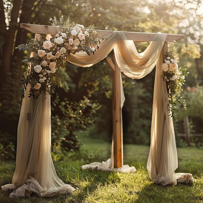 Nude Wedding Arch Draping Fabric Backdrop Drapes Sheer 6 Panels | 28.7"x20FT - Image 5