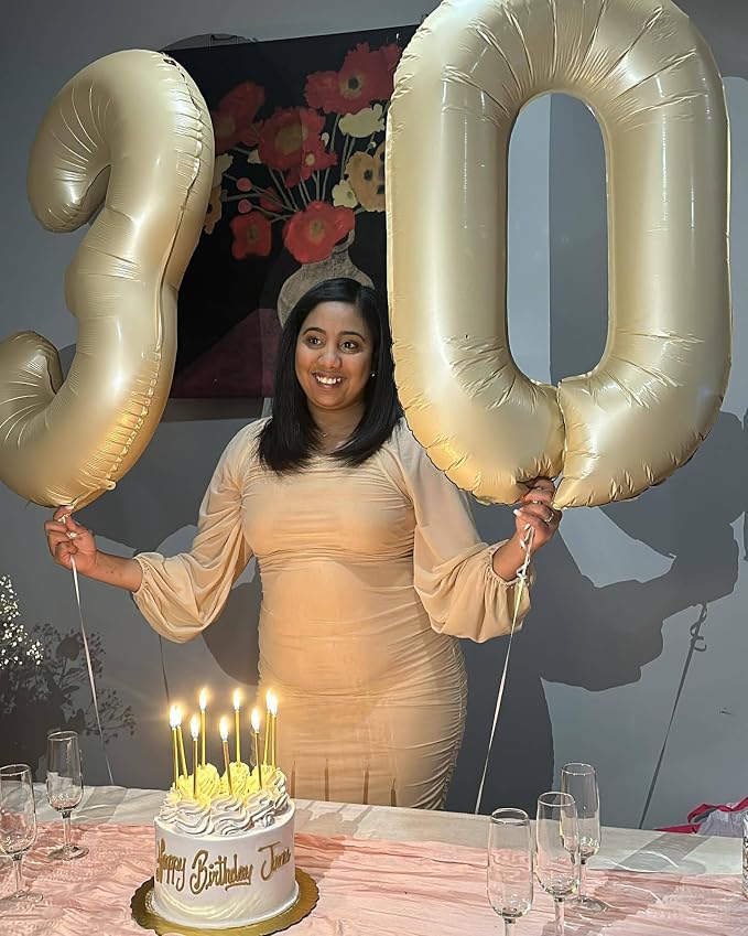 Cream Number 0 Balloon 40 Inch, 0th Birthday Party Decorations Men Women | Foil - Image 9