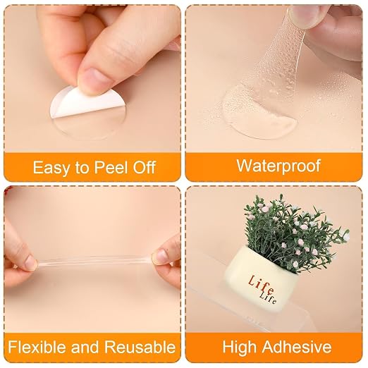 JANYUN 140 Pcs Sticky Dots, 40mm Putty Clear Double Sided Tape - Image 3