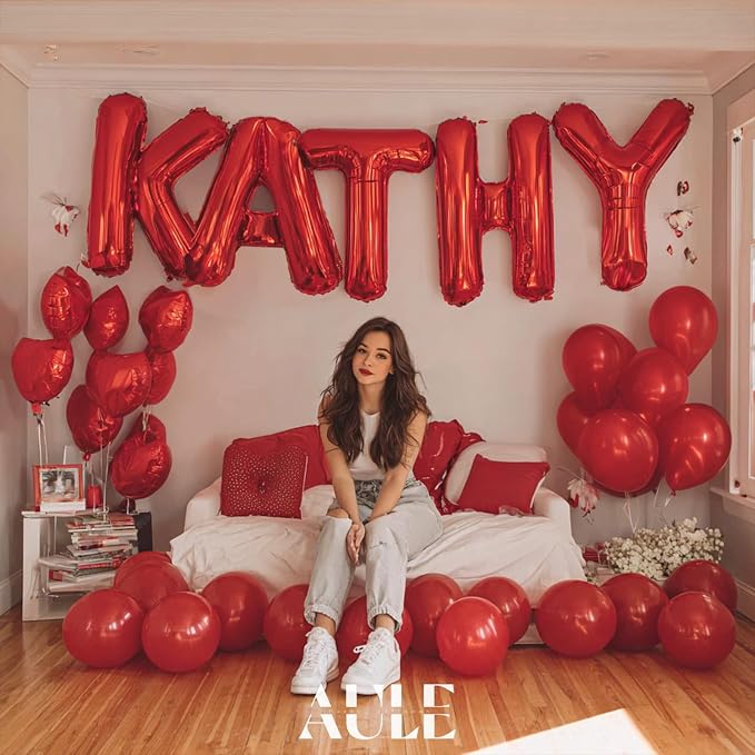 AULE 40 Inch Red T Balloon Letter Foil A-Z Birthday Big Alphabet | Birthday - Image 2