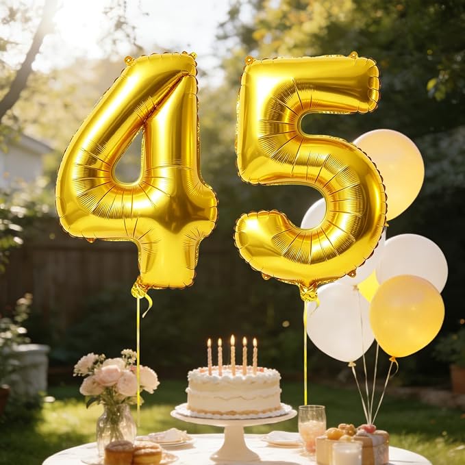 40 Inch Number 45 Balloons for 45th Birthday Party Decorations, 0-100 Gold - Image 3