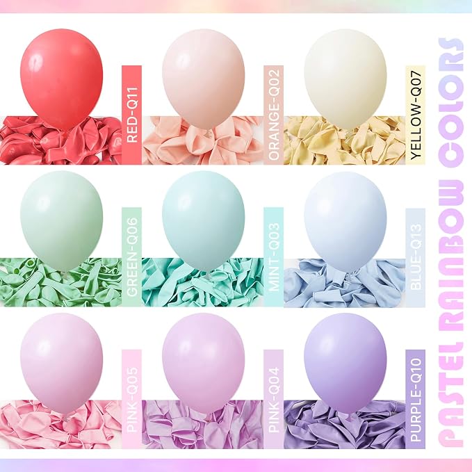 PartyWoo Pastel Rainbow Balloons 101pcs Latex Helium Balloons 12 Inch | Baby - Image 2