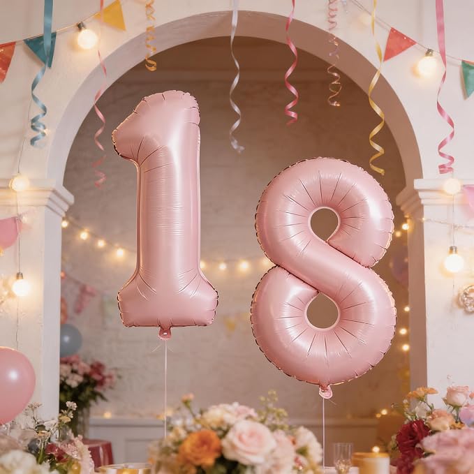 40 In Matte Pink Number Balloons Helium Foil Mylar Balloon Party Digital 1 | - Image 4