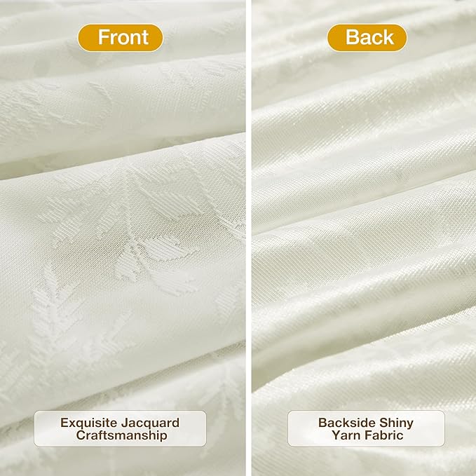 Anmao Cream Semi Sheer Light Filtering Curtains 54 Inches Long 2 Panels - Image 3