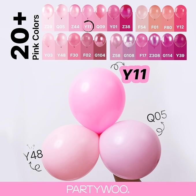 PartyWoo Pink Balloons 127pcs Matte Pink Color 36 18 12 10 5 Inch | 36 18 12 10 - Image 4