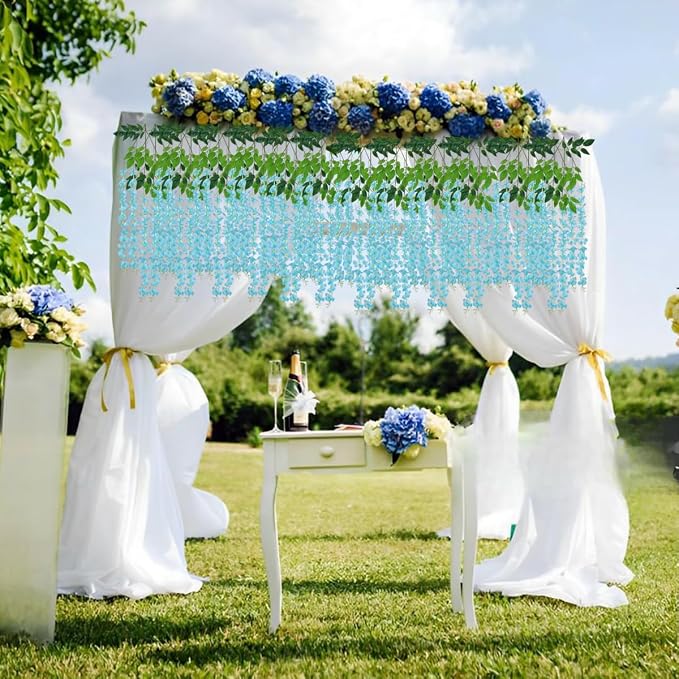Artificial Wisteria Hanging Flowers Fake Wisteria Flower Garland Silk Vines - Image 4