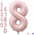 Foil 8 Balloon, Dusty Light Pink Big Number 8 Balloons by Froova