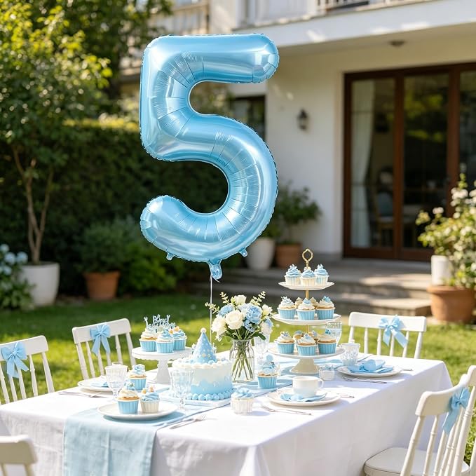 Pastel Blue 8 Balloon Number, Light Blue 8 Balloons - Image 5