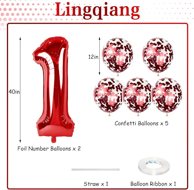 40 Inch Number 17 Foil Balloons, Large Red 17th 71st Birthday Digit - Image 2