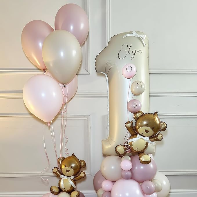 Cream Number 13 Balloons, 40 Inch 13 Balloons Giant Helium Foil Mylar Beige 13 - Image 2