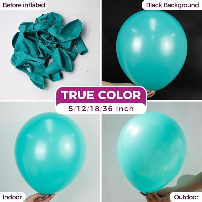 Bezente Teal Giant Latex Round Balloons 36 Inch 8 Pack | Teal Large Turquoise - Image 2