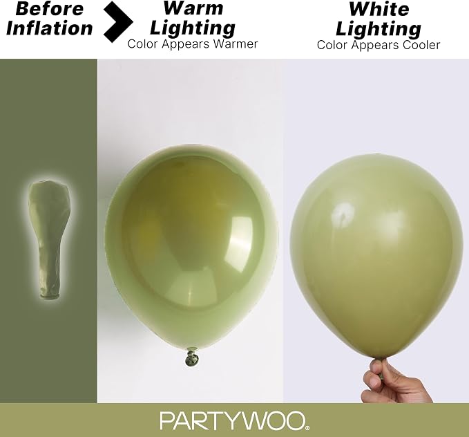 PartyWoo Sage Green Balloons 127pcs Olive Boho Green Color 36 Inch | Different - Image 3