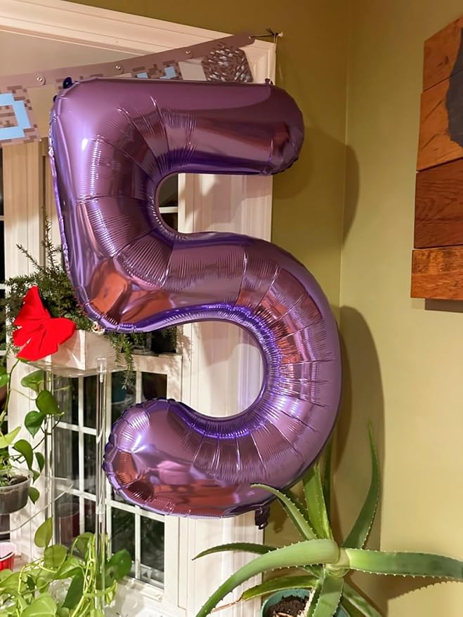 2 Balloon Numbers Birthday Decorations, 40In Purple Balloons - Image 5
