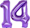 Number 14 Purple Balloons 40 Inch Giant Purple 14 Number Foil Helium Balloons by LHOAVWE