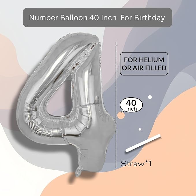 Silver Number Balloon 4 Mylar Foil Balloons 40 inch - Image 8