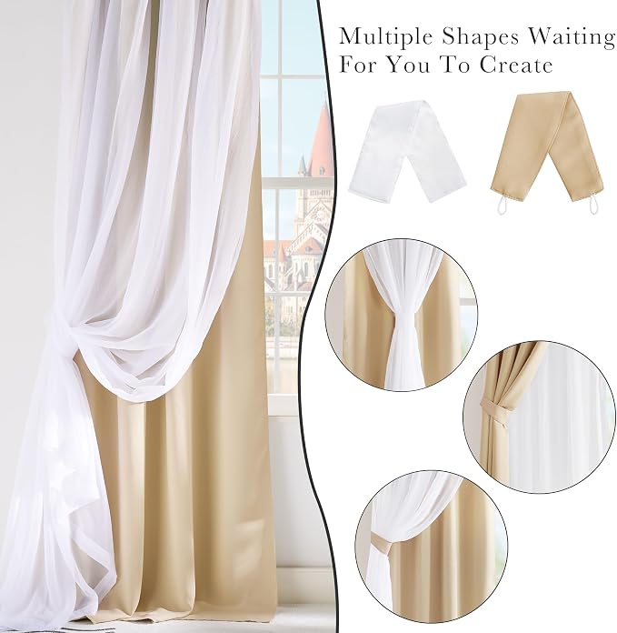 PONY DANCE Sheer Window Curtains, 52 by 95 in, Biscotti Beige, 2 Pieces | Mix & - Image 9
